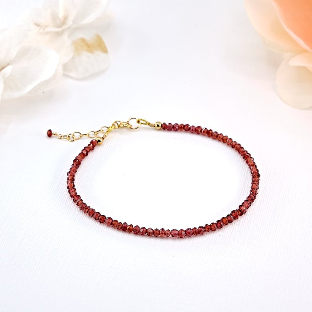 Mozambique Garnet Gemstone  Bracelet, 14k Gold Filled